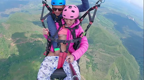 Show Wet Pussy SQUIRTING IN THE SKY 2200m High In The Clouds while PARAGLIDING my Movies